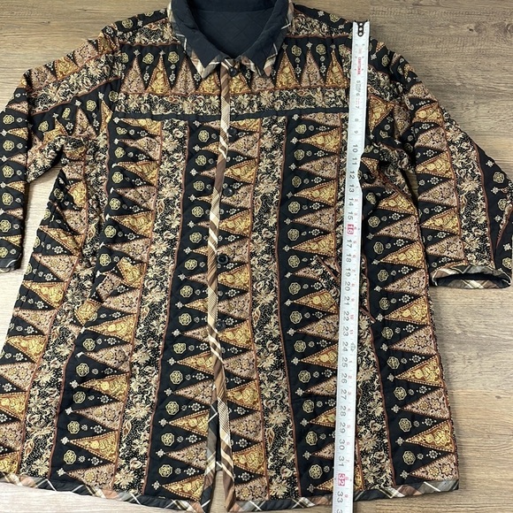 Vintage Koos of Course Women’s Quilted Reversible Black Tan Silk Jacket, size 2X - Picture 6 of 14